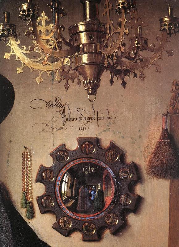 EYCK, Jan van Portrait of Giovanni Arnolfini and his Wife (detail) sdg oil painting image